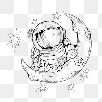 Astronaut png on the moon sticker, cartoon illustration on transparent background. Free public domain CC0 image.