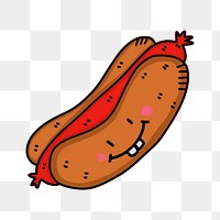 Smiling hotdog png sticker, food illustration on transparent background. Free public domain CC0 image.