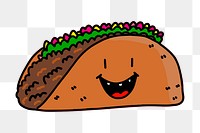 Taco png sticker, Mexican food illustration on transparent background. Free public domain CC0 image.