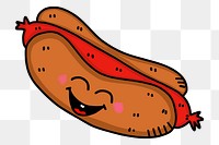 Smiling hotdog png sticker, food illustration on transparent background. Free public domain CC0 image.