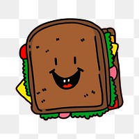 Wholewheat sandwich png sticker, food cartoon illustration on transparent background. Free public domain CC0 image.