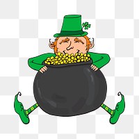 Png Leprechaun Irish mythical creature sticker, Saint Patrick's celebration illustration on transparent background. Free public domain CC0 image.