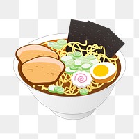 Ramen noodle png sticker, Japanese food illustration on transparent background. Free public domain CC0 image.