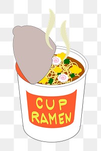 Ramen cup png sticker, instant food illustration on transparent background. Free public domain CC0 image.