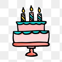 Birthday cake png sticker, celebration illustration on transparent background. Free public domain CC0 image.