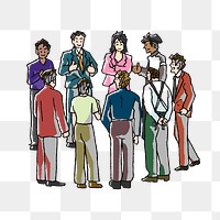 Diverse people gathering png sticker, business illustration on transparent background. Free public domain CC0 image.