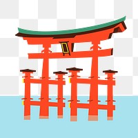 Torii gate png sticker, Japanese architecture illustration on transparent background. Free public domain CC0 image.