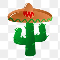 Sombrero cactus png sticker, botanical illustration on transparent background. Free public domain CC0 image.