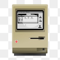 Computer screen png sticker, vintage technology illustration on transparent background. Free public domain CC0 image.