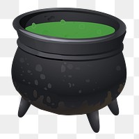 Potion cauldron png sticker, Halloween illustration on transparent background. Free public domain CC0 image.