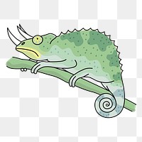 Chameleon png sticker, animal illustration on transparent background. Free public domain CC0 image.