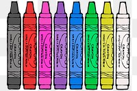 Colorful crayons png sticker, stationery illustration on transparent background. Free public domain CC0 image.