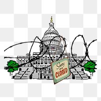 House of Representatives png sticker, vintage architecture illustration on transparent background. Free public domain CC0 image.