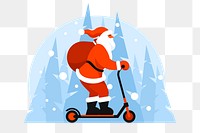 Png Santa on scooter sticker, Christmas illustration on transparent background. Free public domain CC0 image.