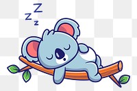 Sleeping koala png sticker, animal illustration on transparent background. Free public domain CC0 image.