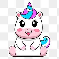 Baby unicorn png sticker, animal cartoon illustration on transparent background. Free public domain CC0 image.