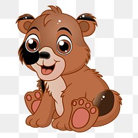 Baby bear png sticker, animal cartoon illustration on transparent background. Free public domain CC0 image.