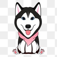 Baby husky png sticker, animal cartoon illustration on transparent background. Free public domain CC0 image.