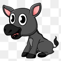 Little donkey png sticker, animal cartoon illustration on transparent background. Free public domain CC0 image.