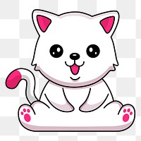 Smiling kitten png sticker, animal cartoon illustration on transparent background. Free public domain CC0 image.