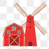 Red barn png sticker, farm illustration on transparent background. Free public domain CC0 image.