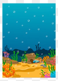 Under ocean png sticker, marine life illustration on transparent background. Free public domain CC0 image.