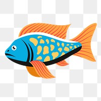Colorful fish png sticker, sea animal illustration on transparent background. Free public domain CC0 image.