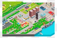 3D game png city background, colorful illustration on transparent background. Free public domain CC0 image.