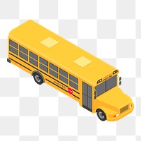 School bus png sticker, 3D vehicle model illustration on transparent background. Free public domain CC0 image.