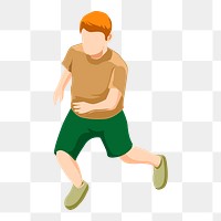 Running boy png sticker, faceless illustration on transparent background. Free public domain CC0 image.