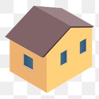 Yellow house png sticker, 3D architecture model illustration on transparent background. Free public domain CC0 image.