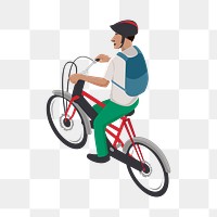 Man riding png bicycle sticker, lifestyle illustration on transparent background. Free public domain CC0 image.