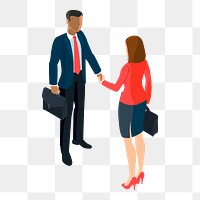 Business people png handshake sticker, character illustration on transparent background. Free public domain CC0 image.