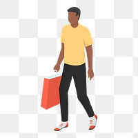 Shopping man png sticker, avatar illustration on transparent background. Free public domain CC0 image.