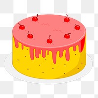 Birthday cake png sticker, dessert illustration on transparent background. Free public domain CC0 image.
