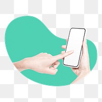 Phone screen png badge sticker, digital device photo in blob shape, transparent background