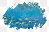 Water Lilies png, brush stroke transition sticker, famous painting by Claude Monet, remixed by rawpixel