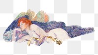 Nude woman png, brush stroke reveal, Henri de Toulouse&ndash;Lautrec's artwork, transparent background, remixed by rawpixel.