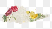 Roses png, brush stroke reveal sticker, flower collage element, transparent background