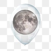 PNG full moon in clear balloon, transparent background