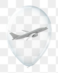 Travel insurance png, plane in clear balloon, transparent background