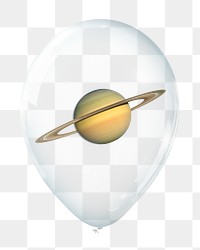 Saturn png, planet in clear balloon, transparent background