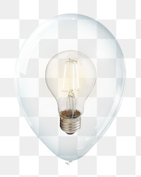 Light bulb png, object in clear balloon, transparent background