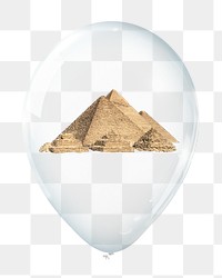 Pyramid png, structure in clear balloon, transparent background