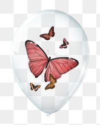 Butterflies png sticker, animal in clear balloon, transparent background