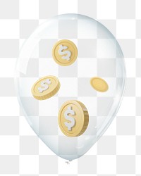 Money png, financial insurance in clear balloon, transparent background