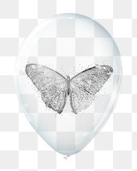 Glitter butterfly png sticker, animal in clear balloon, transparent background