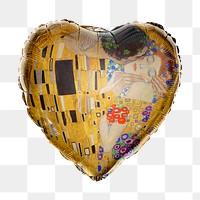 The kiss png heart balloon sticker, Gustav Klimt's painting on transparent background, remixed by rawpixel