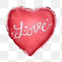 Love typography png heart balloon sticker, Valentine's celebration photo on transparent background