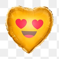 Heart eyes png emoticon  balloon sticker, expression graphic on transparent background